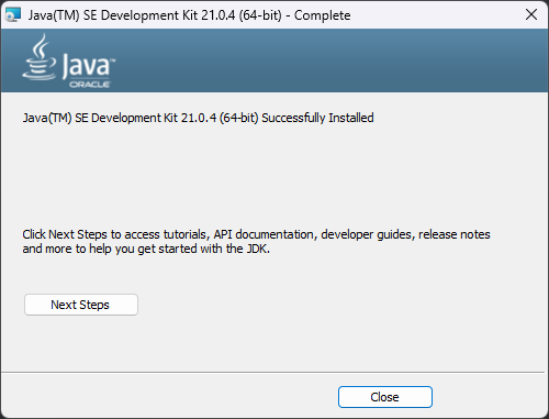 Java Successfully Installed